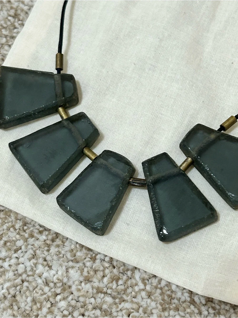 Minimalist handmade glass Black Statement Necklace for Women - Picture 3 of 7